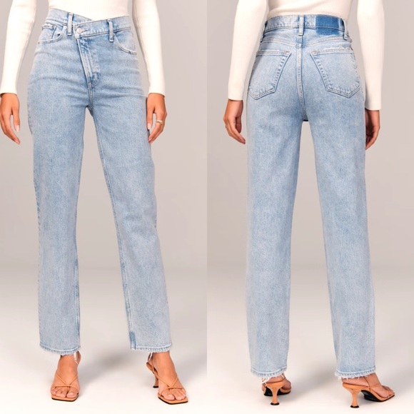 Abercrombie & Fitch Denim - New Abercrombie Criss Cross 90s Straight Ultra High Rise Jeans Curve Love